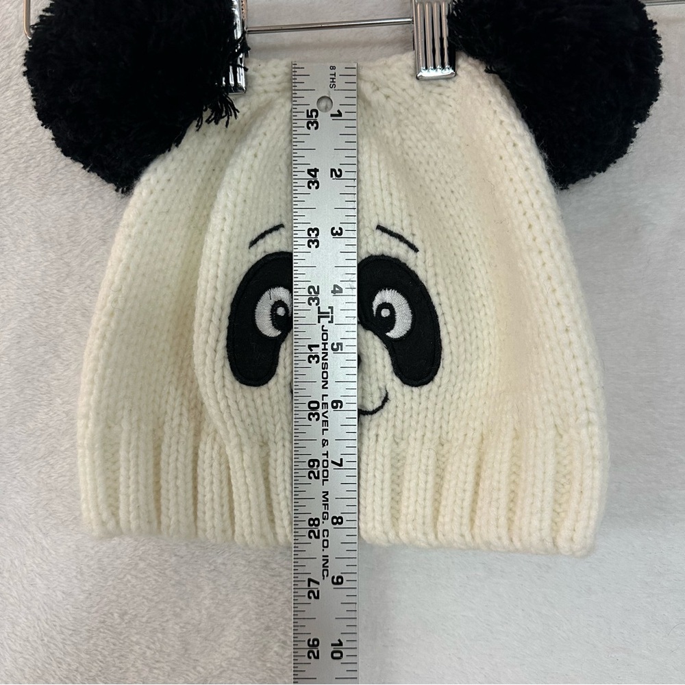 Cute Panda Pom Poms Knit Beanie OS Unisex - Picture 3 of 7